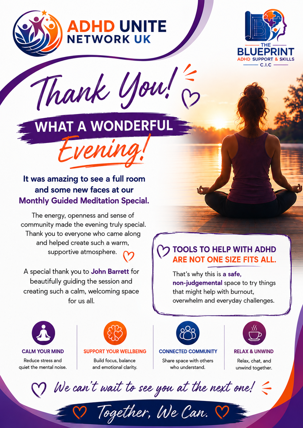 Thank you poster from our Monthly Guided Meditation Special